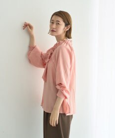 YECCA VECCA フリルギャザーボウタイブラウス