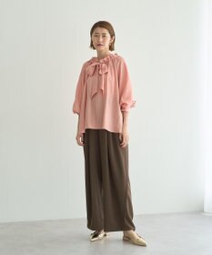 YECCA VECCA フリルギャザーボウタイブラウス