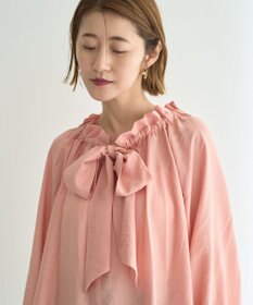 YECCA VECCA フリルギャザーボウタイブラウス