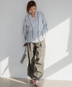 23区 L 【SLOW/好評につき新色追加】ミリタリーストレッチタフタ  カーゴパンツ