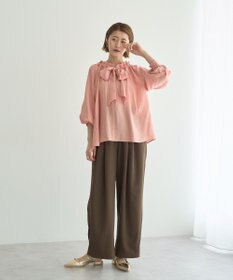 YECCA VECCA フリルギャザーボウタイブラウス