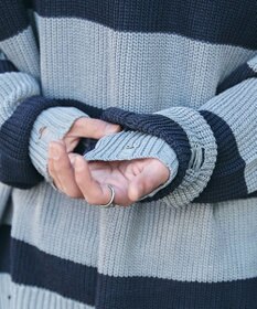 WEGO ボーダーダメージニットプルオーバー