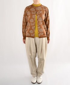 muuc 〈高品質スーパー120S極細ウールニット〉フラワージャカードのミドルゲージカーディガン