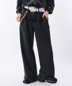 WEGO 【ウエストゴム/ユニセックス着用ITEM】ブリーチハトメスウェットパンツ