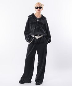 WEGO 【ウエストゴム/ユニセックス着用ITEM】ブリーチハトメスウェットパンツ