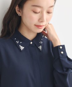 earth music&ecology 襟ビジューブラウス