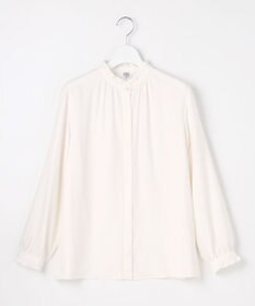 J.PRESS LADIES L 【洗える】ヌーディスバックサテン フリル襟 ブラウス