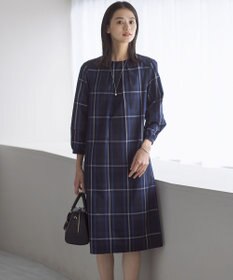 J.PRESS LADIES 【洗える】2/2綾 メモリーチェック ワンピース