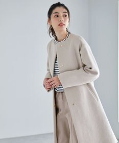 ANY 【防風裏地】ウールブレンドノーカラーコート