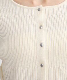 earth music&ecology シルバープチ釦リブニットカーディガン