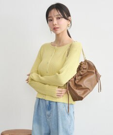 earth music&ecology シルバープチ釦リブニットカーディガン