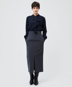 BEIGE， 【洗える】STOW / バンドカラーフリルブラウス