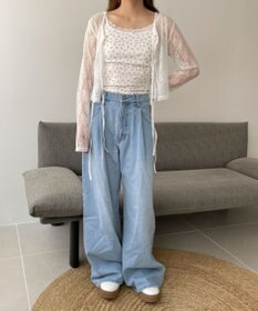 WEGO 【カップ付きインナー】花柄レースカップインキャミ