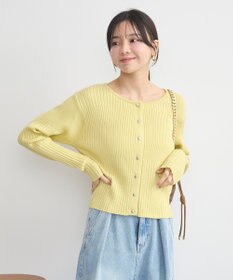 earth music&ecology シルバープチ釦リブニットカーディガン