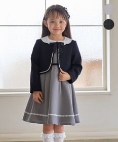 ANY KIDS 【2点セット】ノーカラー ボレロジャケット+襟付き ワンピース グレー