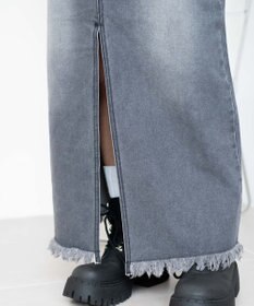 WEGO フリンジロングスリットデニムスカート