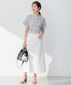 組曲 L 【洗える】シアーチェック ブラウス