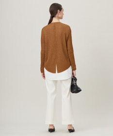 ICB 【洗える】 ペーパーブレンドシャインニット Vネックプルオーバー