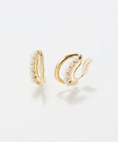 Phoebe 〈痛くないシリーズ/アレルギー対応〉プチパールダブルフープライトフィットイヤリング　ゴールド