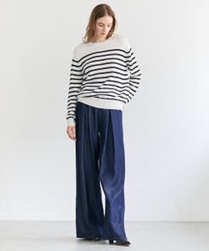 BEIGE， HELIODOR / レーヨンボーダーマリンボタンニット