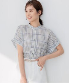 組曲 L 【洗える】シアーチェック ブラウス