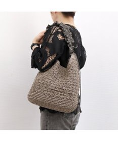 UNBILLION カシュカシュ cachecache / ドロストフリルハンドル地柄編みトート カゴバッグ