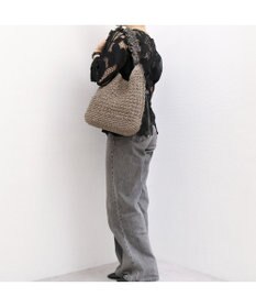 UNBILLION カシュカシュ cachecache / ドロストフリルハンドル地柄編みトート カゴバッグ