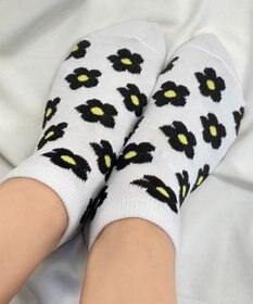 WEGO 総柄フラワーショートソックス