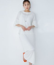 #Newans 【金子綾さんインスタライブご紹介アイテム】【洗える/セットアップ可能】ふくれジャガード パフスリーブブラウス