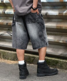 WEGO ダブルニーダメージデニムショーツ
