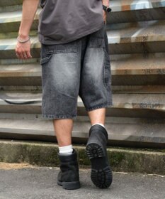 WEGO ダブルニーダメージデニムショーツ