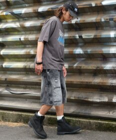 WEGO ダブルニーダメージデニムショーツ