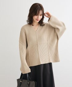 Green Parks リブ切替Ｖネックニットプルオーバー