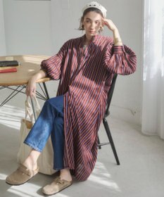 WEGO 【ANGIE VINTAGE】ボリュームスリーブ バンドカラー シャツワンピース