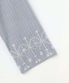 J.PRESS LADIES S ストライプ×エンブロイダリー クルーネック ブラウス