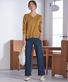 ANY SIS 【ウールブレンドシリーズ】フロント切替Vネック ニット