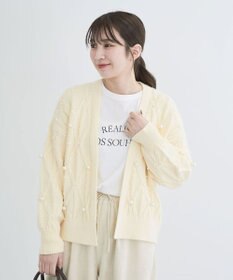 Green Parks パール付ケーブルニットカーディガン