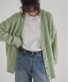 WEGO 【ANGIE VINTAGE】リボンヤーンVネックニットカーディガン