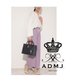 A.D.M.J. 【牛革】クロコ型押しスクエアトートM