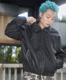 WEGO 【ユニセックス着用ITEM】PUダメージアップリケブルゾン