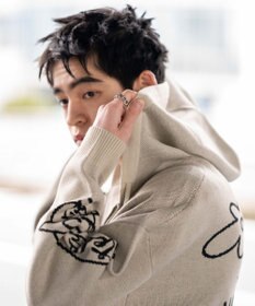 WEGO ジャガードグラフィックニットZIPパーカー