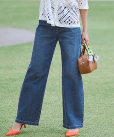 23区 L 【見上愛さん着用/Oggi掲載/接触冷感】23区DENIM サマー ストレート ワイド パンツ ウォッシュドブルー系