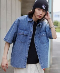 WEGO 【ユニセックス着用ITEM/MLサイズ展開】カラーデニムシャツ（SS）