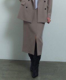 BEIGE， 【VERY NaVY12月号掲載】BUNNELL / ウールハイウエストタブボタンスカート L.Taupe