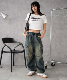 WEGO 【XS～Mサイズ展開/ウエストゴム 】デニムイージーパラシュートカーゴパンツ