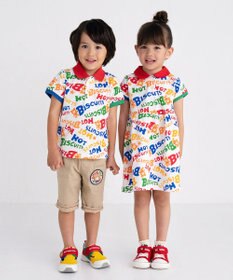 MIKI HOUSE HOT BISCUITS 【80-120cm】 カラフルロゴ ポロシャツワンピース