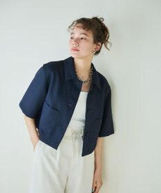 #Newans 【シワになりにくい】〈花乃まりあさんコラボ〉クロップドシャツジャケット