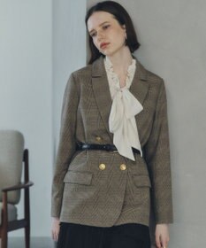 YECCA VECCA フリルギャザーボウタイブラウス