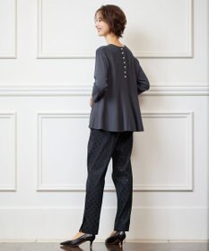 自由区 【洗える】ブライトドットジャガード テーパードパンツ