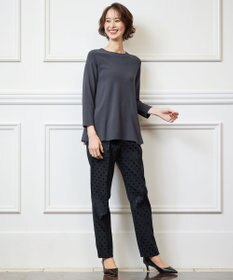 自由区 【洗える】ブライトドットジャガード テーパードパンツ